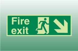 Photoluminescent Exit Sign Down Right - Fire Safety Signs